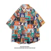 A cool and stylish One Piece Luffy graffiti short-sleeved shirt for men, a thin, loose, trendy and versatile couple shirt with half sleeves for summer Specification image